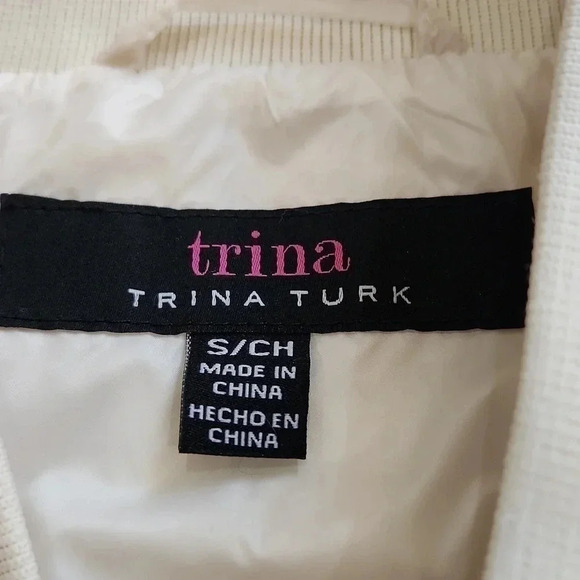 Vtg Trina Turk DUCK DOWN Puff Snap Jacket, Cream/White, Women's Small - Picture 7 of 13